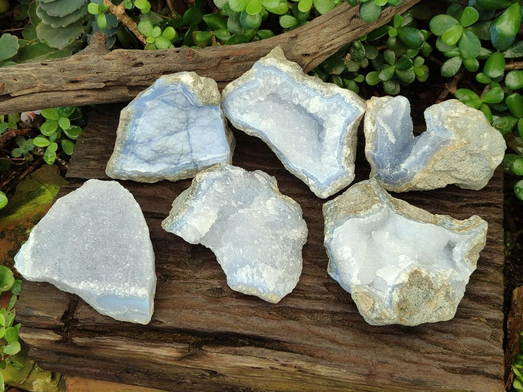 Natural Large Blue Lace Agate Specimens x 6 From Nsanje, Malawi