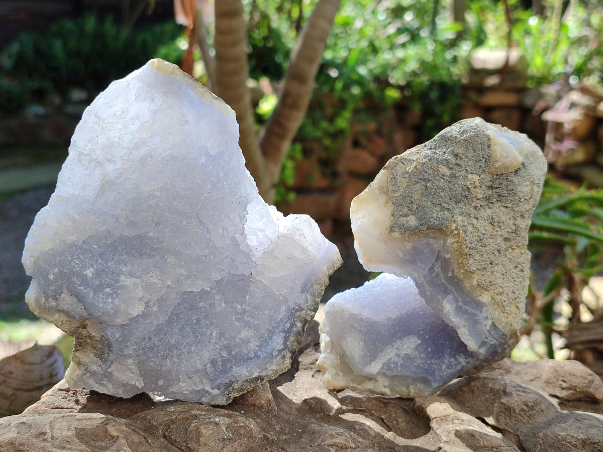 Natural Large Blue Lace Agate Specimens x 6 From Nsanje, Malawi