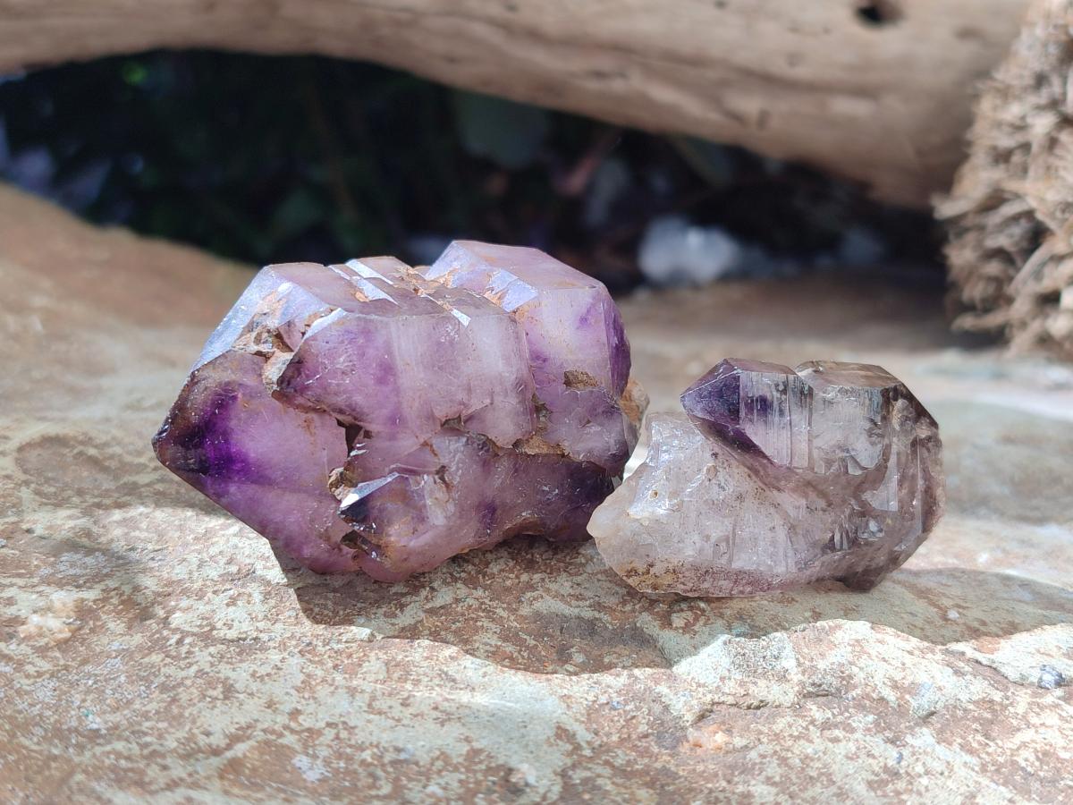 Natural Smokey Amethyst Window Crystals x 15 From Chiredzi, Zimbabwe