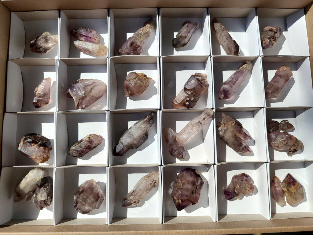 Natural Smokey Amethyst Window Crystals x 15 From Chiredzi, Zimbabwe