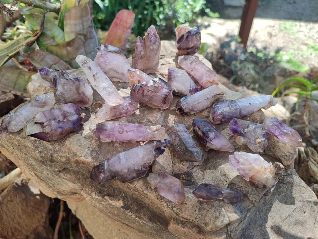 Natural Smokey Amethyst Window Crystals x 15 From Chiredzi, Zimbabwe