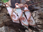 Hand Made Thulite Copper Wire Wrapped Double Terminated Necklaces x 12 From Mozambique