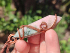Hand Made Thulite Copper Wire Wrapped Double Terminated Necklaces x 12 From Mozambique