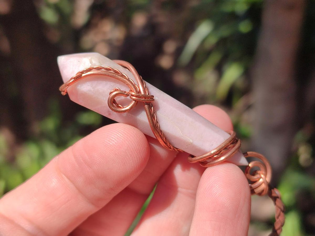 Hand Made Thulite Copper Wire Wrapped Double Terminated Necklaces x 12 From Mozambique