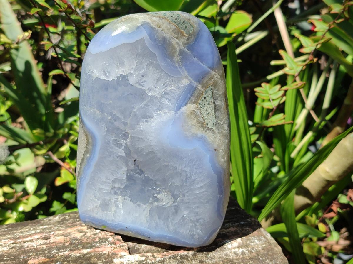 Polished and Natural Large Blue Lace Agate Standing Display Piece x 1 From Nsanje, Malawi