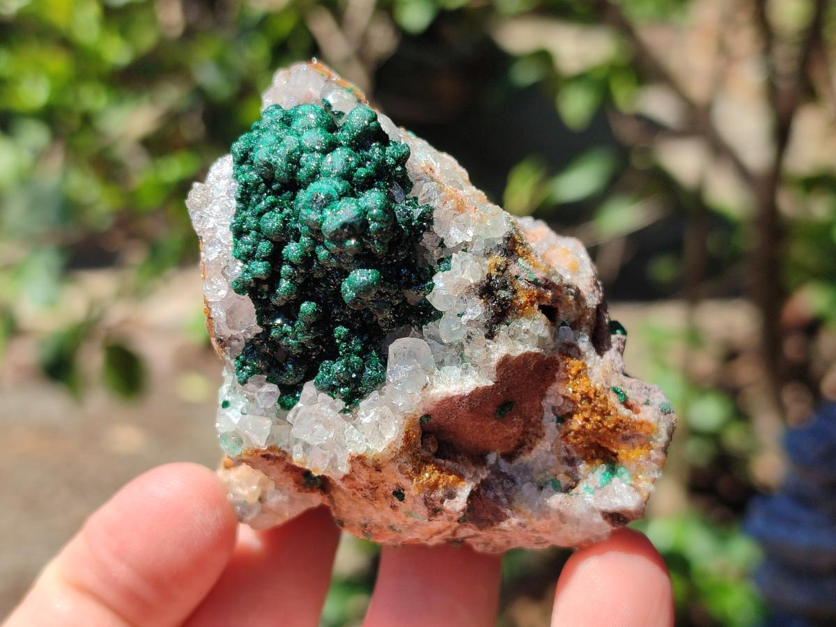Natural Ball Malachite Specimens Coated with Drusy Quartz on Dolomite x 6 From Mindingi Mine, Kambove, Congo