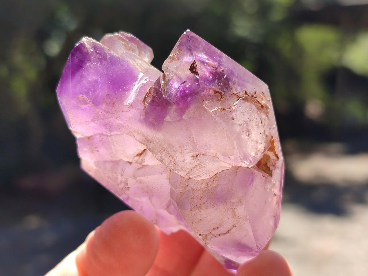 Polished Dark Purple Skeletal Window Amethyst Crystals x 12 From Akansobe, Madagascar