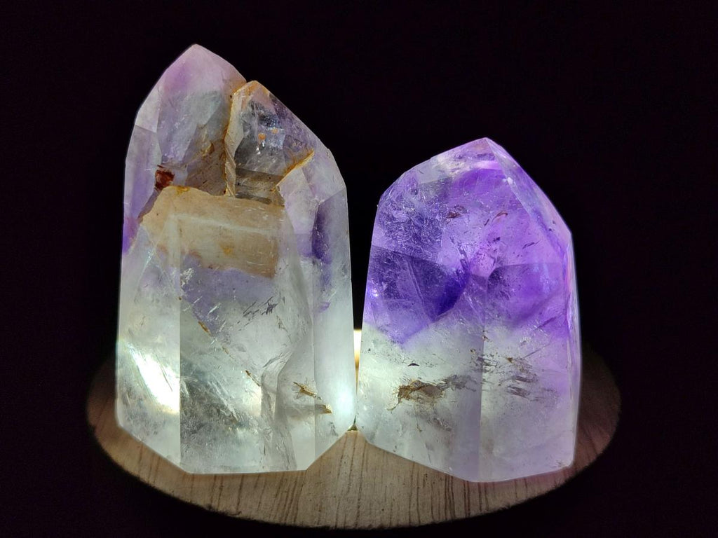 Polished Dark Purple Skeletal Window Amethyst Crystals x 12 From Akansobe, Madagascar