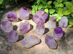 Polished Dark Purple Skeletal Window Amethyst Crystals x 12 From Akansobe, Madagascar