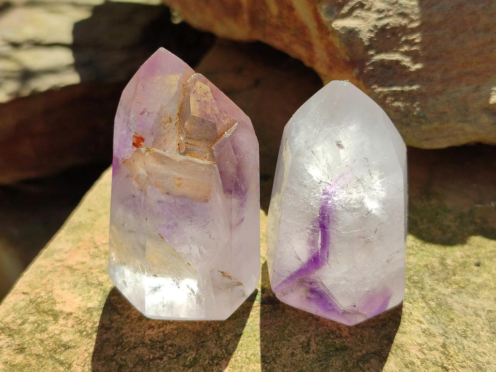 Polished Dark Purple Skeletal Window Amethyst Crystals x 12 From Akansobe, Madagascar