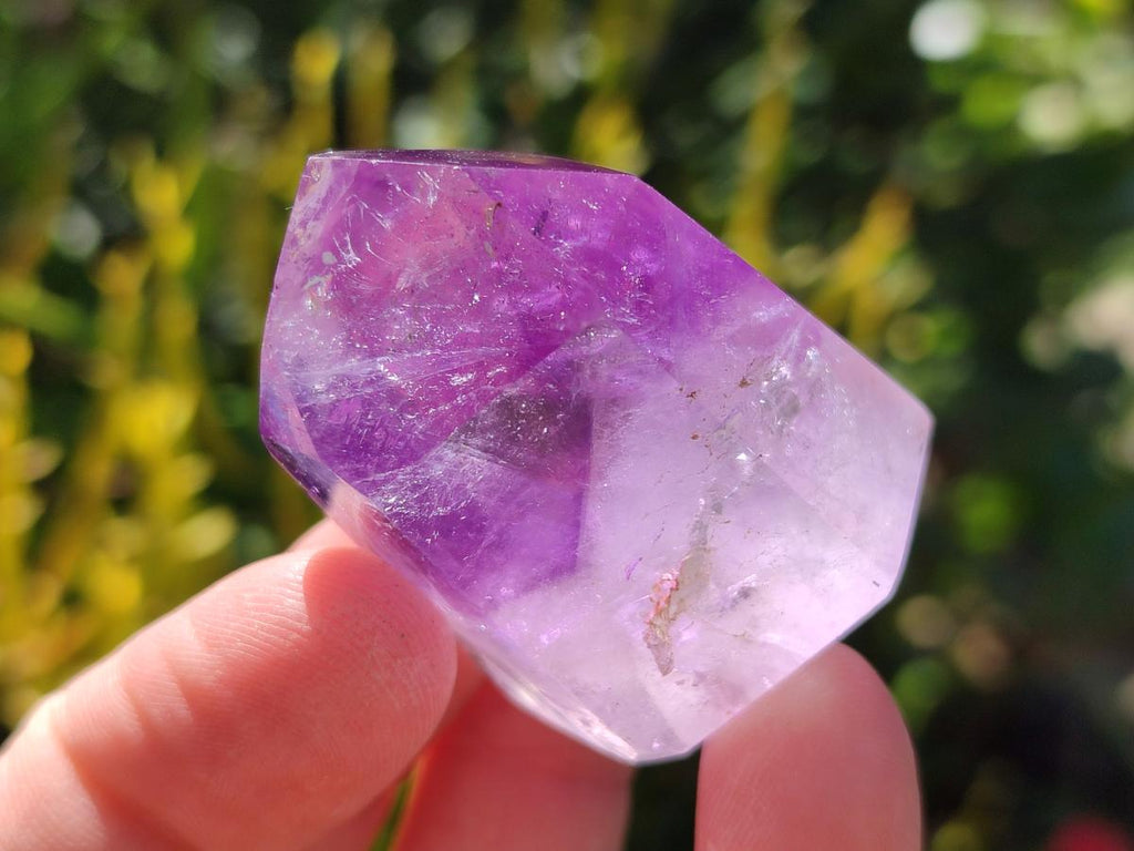 Polished Dark Purple Skeletal Window Amethyst Crystals x 12 From Akansobe, Madagascar