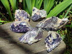Polished One Side Silver Leaf Lepidolite Slices x 6 From Zimbabwe