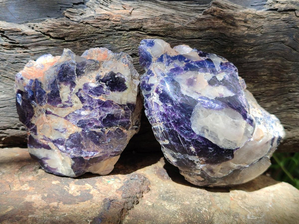 Polished One Side Silver Leaf Lepidolite Slices x 6 From Zimbabwe