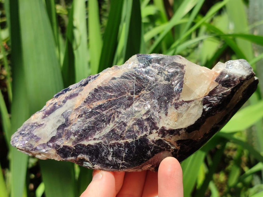 Polished One Side Silver Leaf Lepidolite Slices x 6 From Zimbabwe