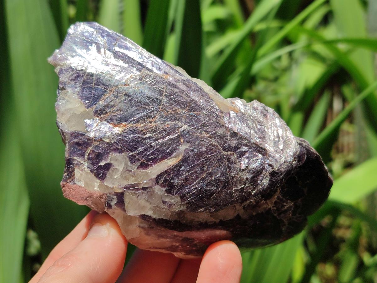 Polished One Side Silver Leaf Lepidolite Slices x 6 From Zimbabwe