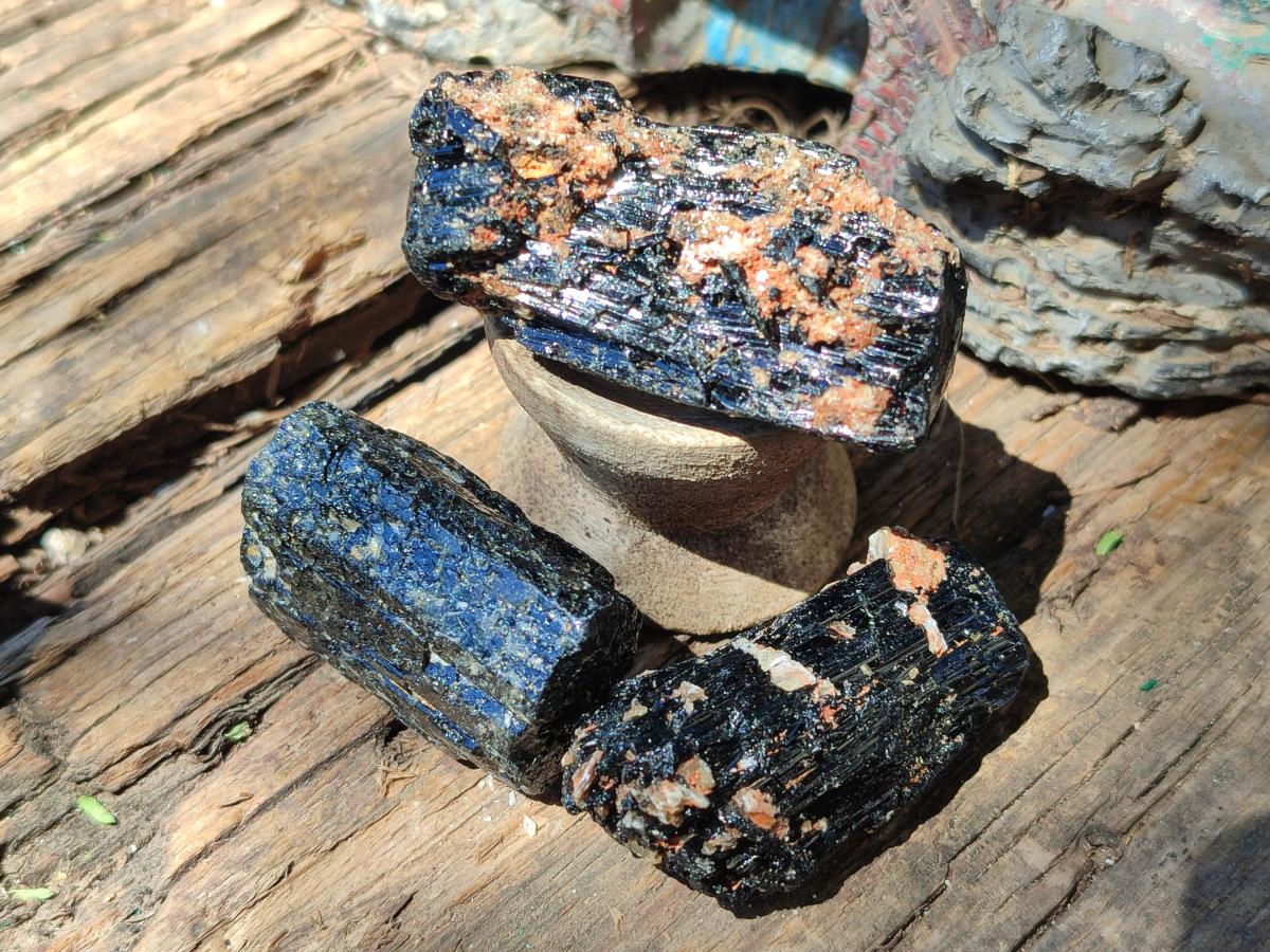 Natural Rough Black Tourmaline Semi Crystals x 36 From Zambia