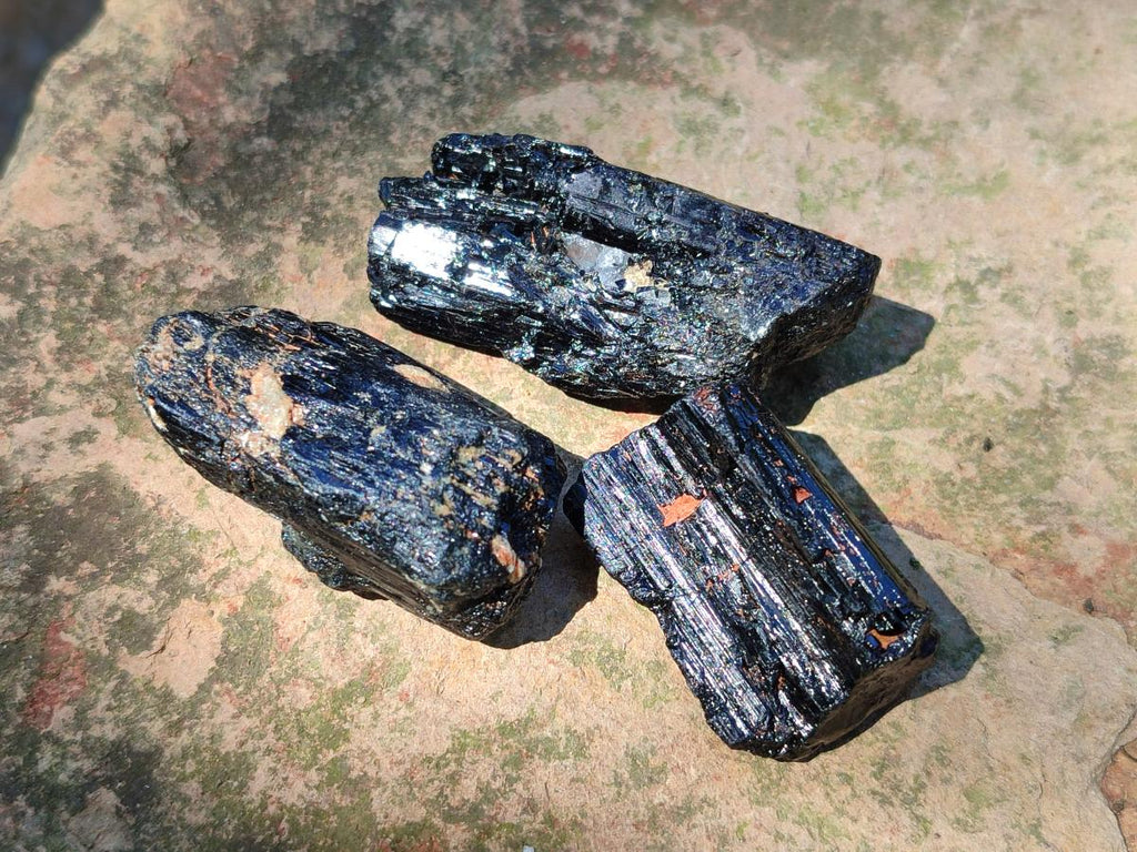Natural Rough Black Tourmaline Semi Crystals x 36 From Zambia