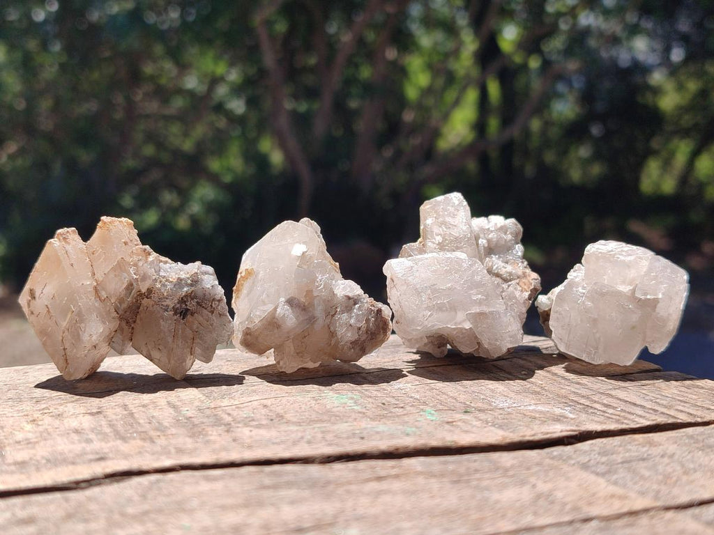 Natural Stacked Rhombohedral Calcite Specimens with Spearhead Stems x 35 From Albert's Mountain, Lesotho