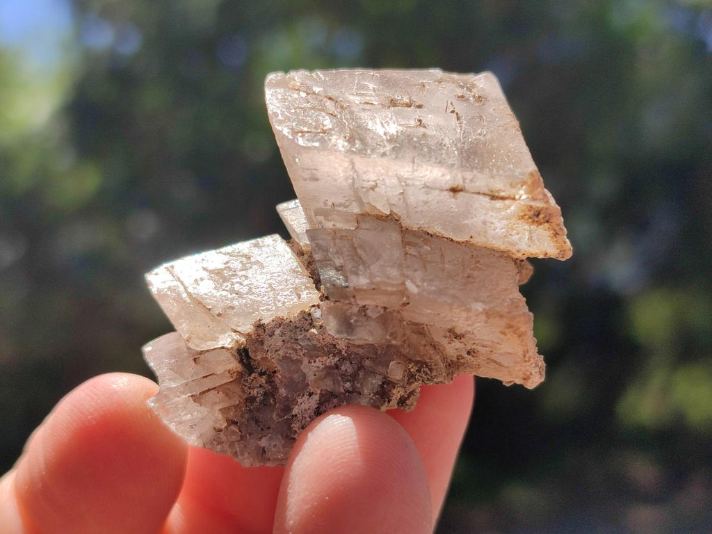 Natural Stacked Rhombohedral Calcite Specimens with Spearhead Stems x 35 From Albert's Mountain, Lesotho