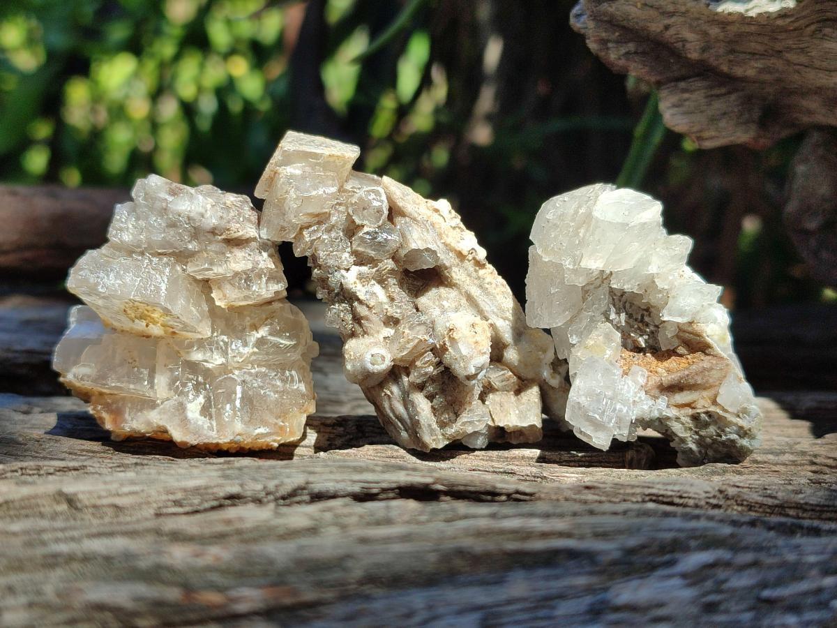 Natural Stacked Rhombohedral Calcite Specimens with Spearhead Stems x 35 From Albert's Mountain, Lesotho