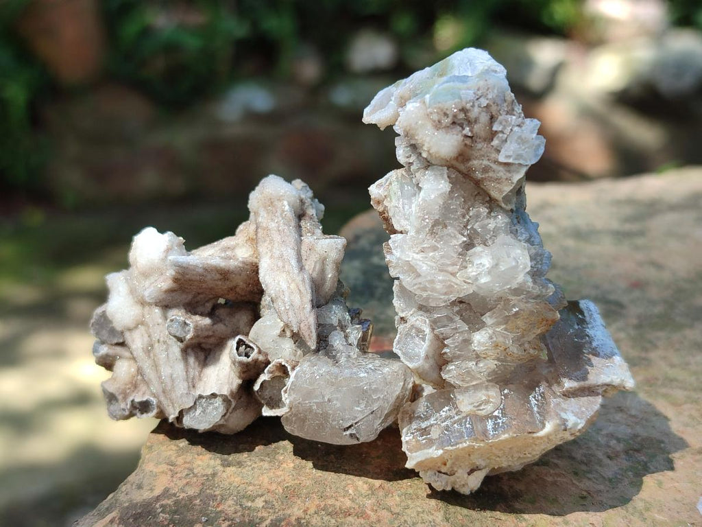 Natural Stacked Rhombohedral Calcite Specimens with Spearhead Stems x 35 From Albert's Mountain, Lesotho