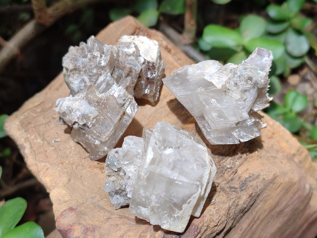 Natural Stacked Rhombohedral Calcite Specimens with Spearhead Stems x 35 From Albert's Mountain, Lesotho