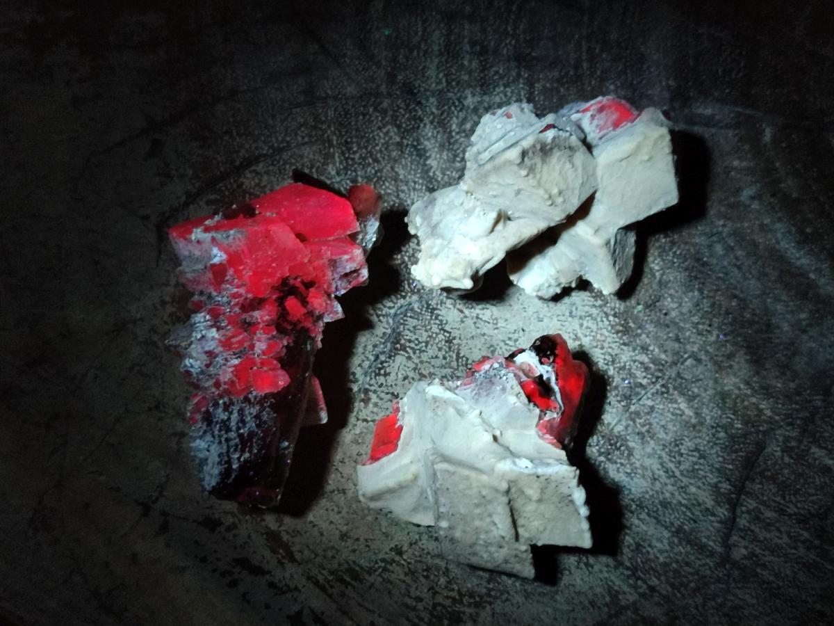 Natural Stacked Rhombohedral Calcite Specimens with Spearhead Stems x 35 From Albert's Mountain, Lesotho