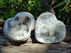Polished and Natural Blue Celestite Hearts x 3 From Sakoany, Madagascar - Toprock Gemstones and Minerals 