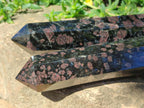 Polished Rare "Water Sapphire" Display Crystals with Sillimanite Spots x 3 From Ambatofinandrahana, Madagascar