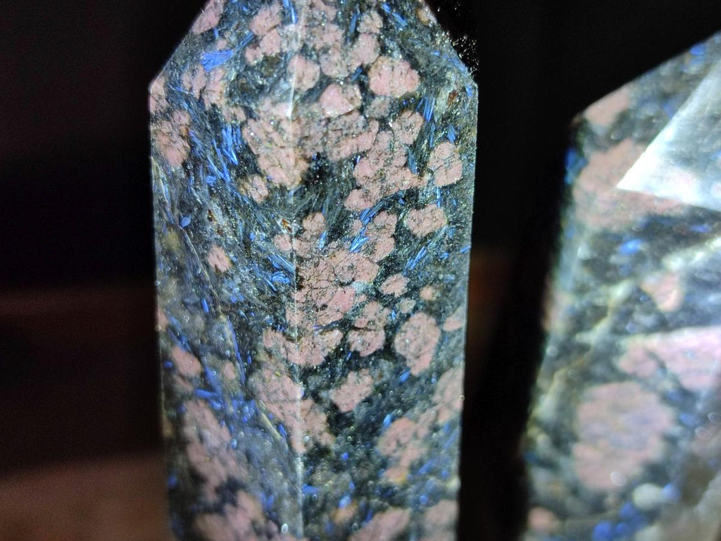 Polished Rare "Water Sapphire" Display Crystals with Sillimanite Spots x 3 From Ambatofinandrahana, Madagascar