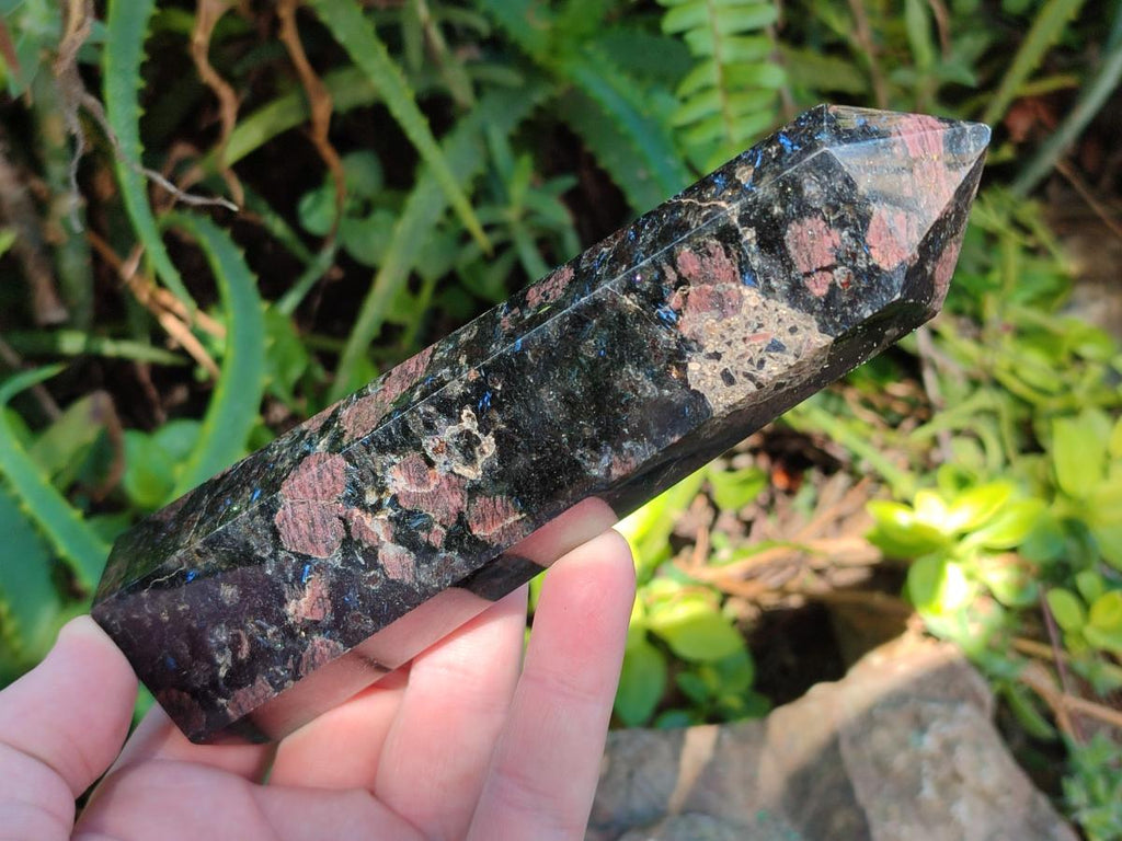 Polished Rare "Water Sapphire" Display Crystals with Sillimanite Spots x 3 From Ambatofinandrahana, Madagascar