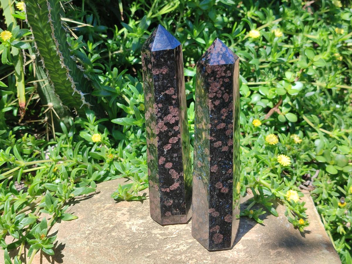 Polished Rare "Water Sapphire" Display Crystals with Sillimanite Spots x 3 From Ambatofinandrahana, Madagascar