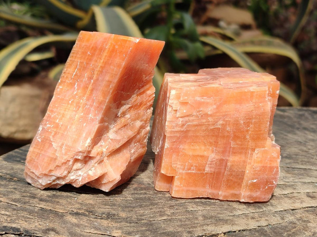 Natural Rhombohedral Sunset Orange Calcite Specimens x 4 From Spitzkop, Namibia