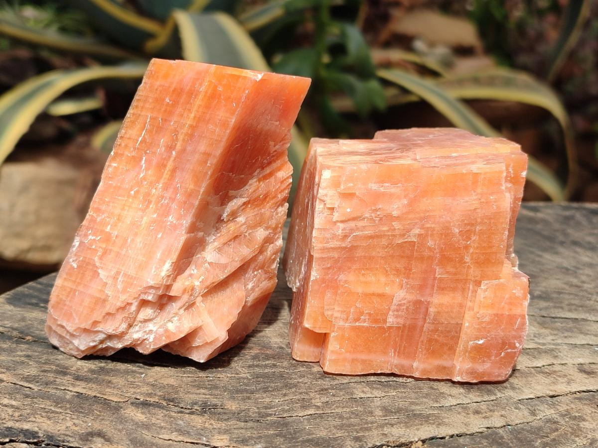 Natural Rhombohedral Sunset Orange Calcite Specimens x 4 From Spitzkop, Namibia
