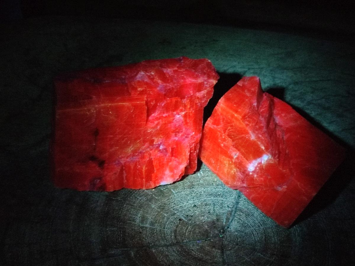 Natural Rhombohedral Sunset Orange Calcite Specimens x 4 From Spitzkop, Namibia