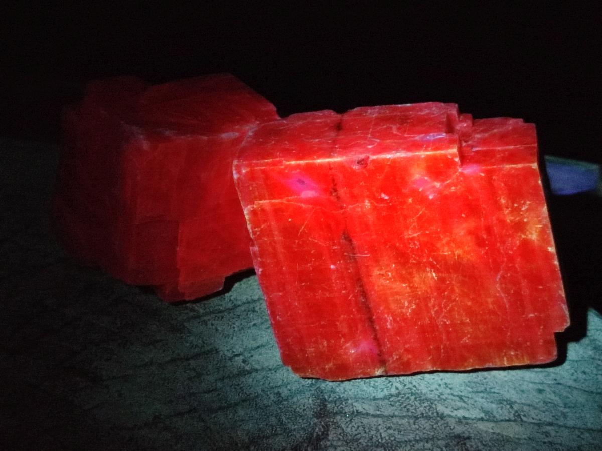 Natural Rhombohedral Sunset Orange Calcite Specimens x 4 From Spitzkop, Namibia
