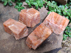 Natural Rhombohedral Sunset Orange Calcite Specimens x 4 From Spitzkop, Namibia