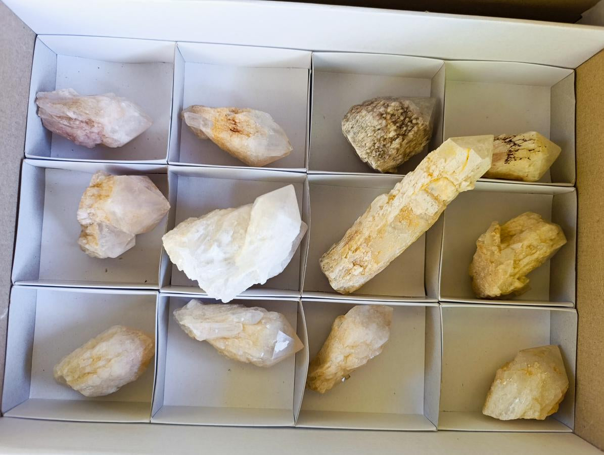 Natural Cascading "Anananas" Candle Quartz Crystals x 12 From Antsirabe, Madagascar