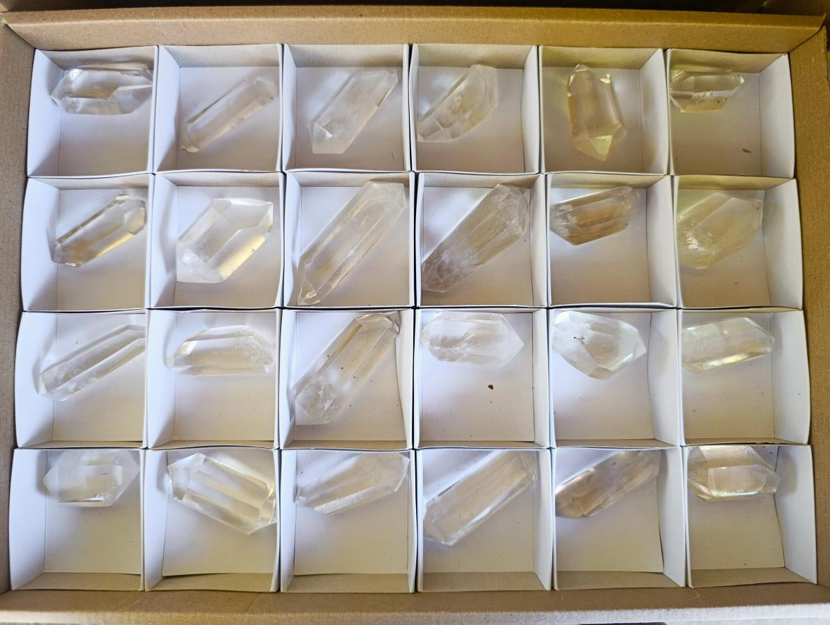 Polished Double Terminated Clear Quartz Crystals x 24 From Madagascar - Toprock Gemstones and Minerals 