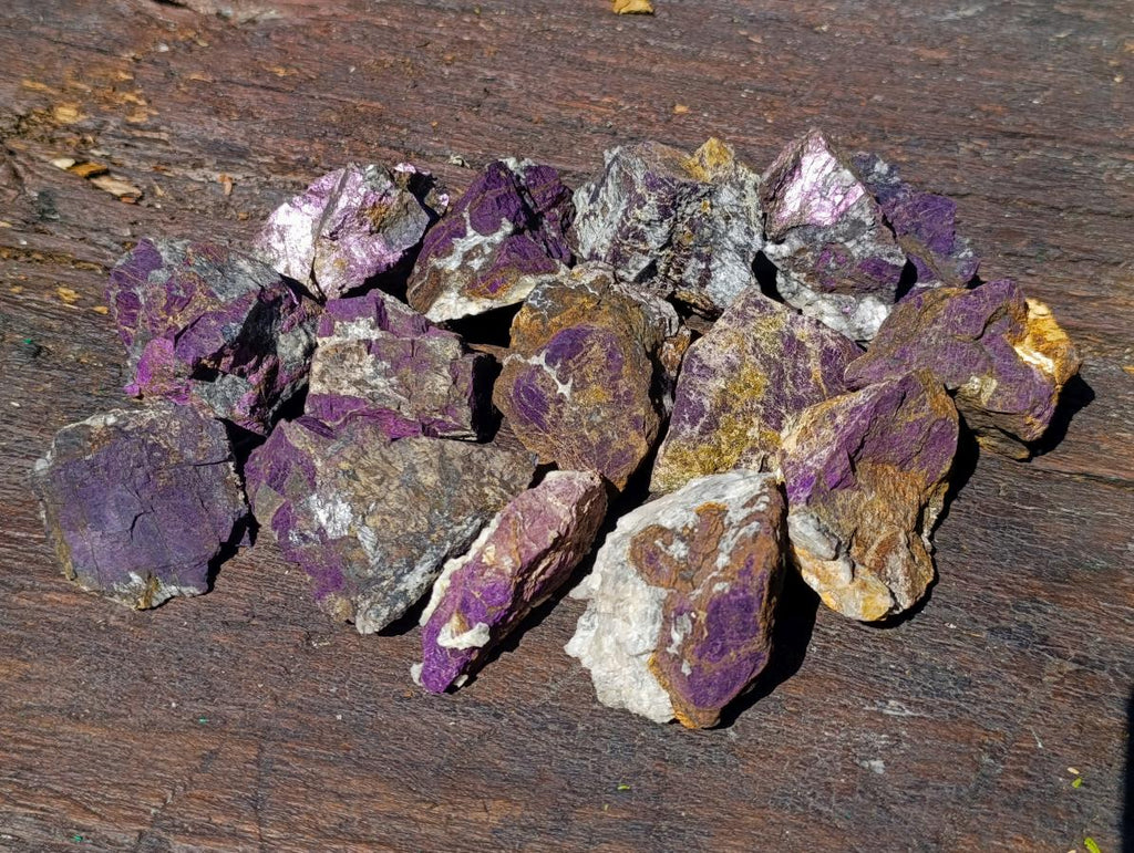Natural Metallic Cobbed Purpurite Specimens x 35 From Erongo, Namibia