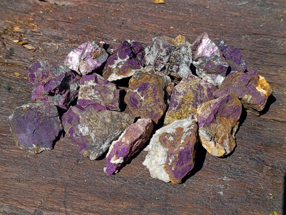 Natural Metallic Cobbed Purpurite Specimens x 35 From Erongo, Namibia