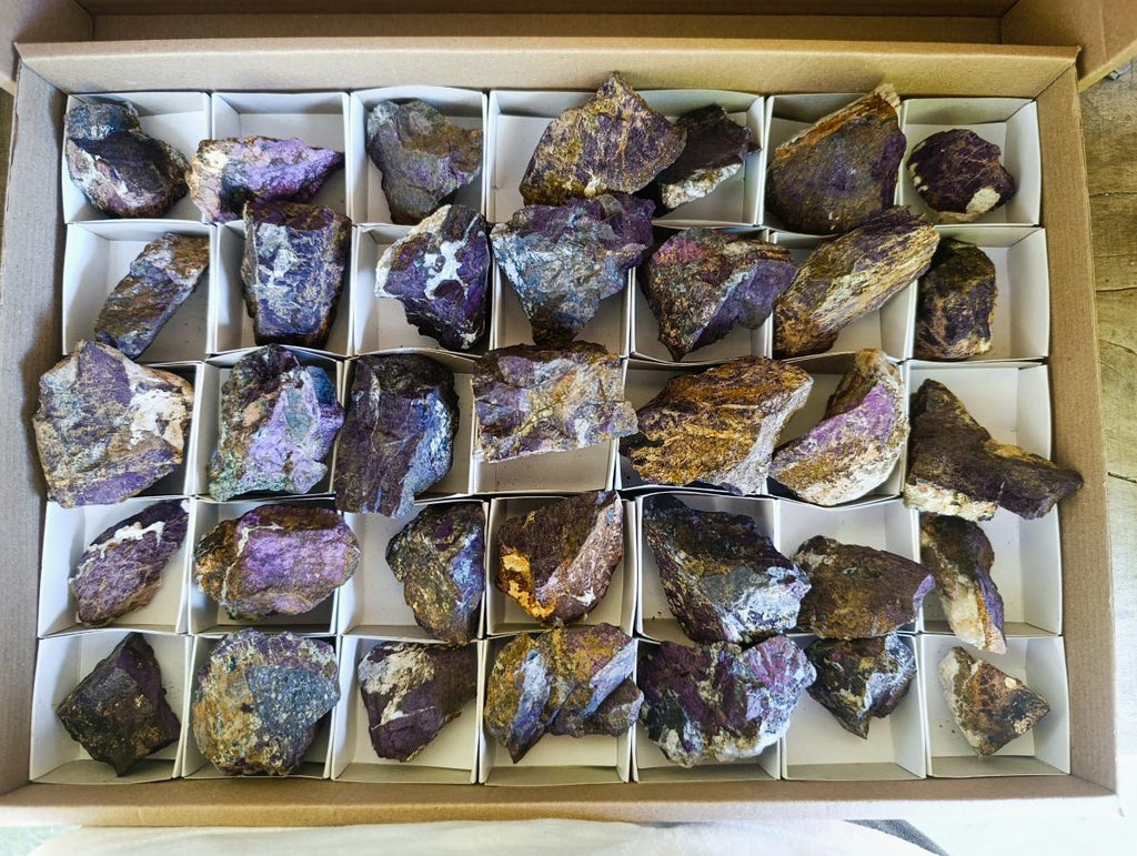 Natural Metallic Cobbed Purpurite Specimens x 35 From Erongo, Namibia