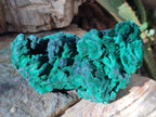 Natural Large Cabinet Size Silky Malachite Specimens x 2 From Kasompe, Congo