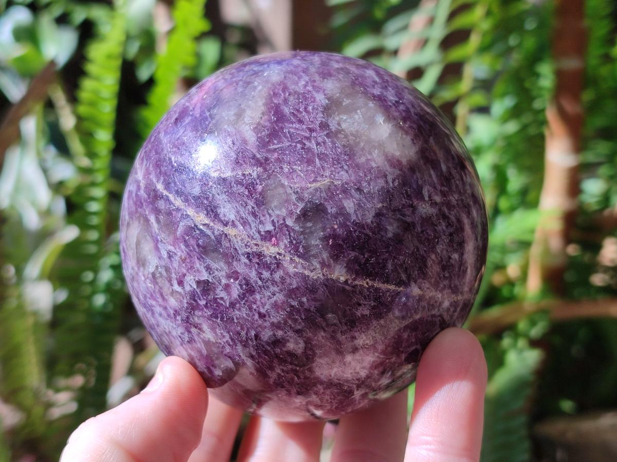 Polished Lepidolite with Pink Rubellite Spheres x 2 From Ambatondrazaka, Madagascar