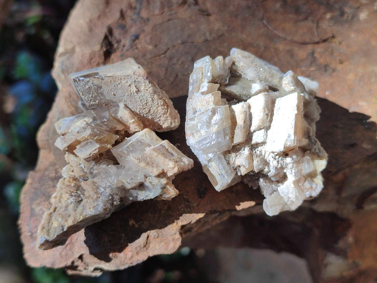 Natural Stacked Rhombohedral Calcite Specimens with Spearhead Crystals x 12 From Albert's Mountain, Lesotho