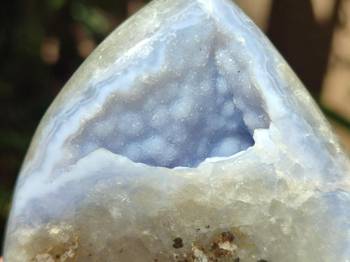 Polished and Natural Blue Lace Agate Standing Display Pieces and Free Form x 3 From Nsanje, Malawi