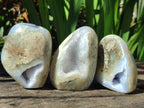 Polished and Natural Blue Lace Agate Standing Display Pieces and Free Form x 3 From Nsanje, Malawi
