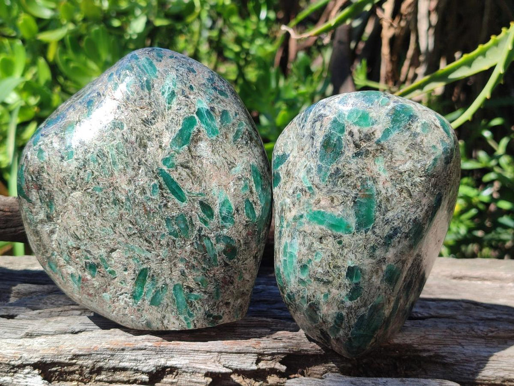Polished Emerald Mica 'Mutokolite' Standing Display Pieces x 2 From Mutoko, Zimbabwe