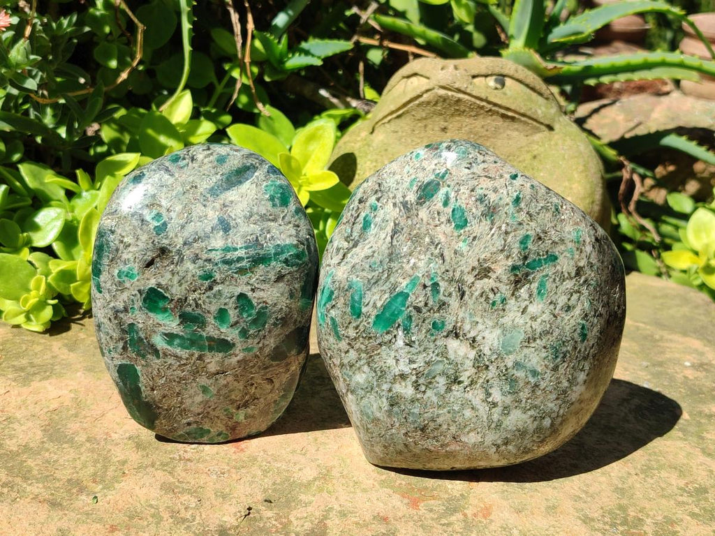 Polished Emerald Mica 'Mutokolite' Standing Display Pieces x 2 From Mutoko, Zimbabwe