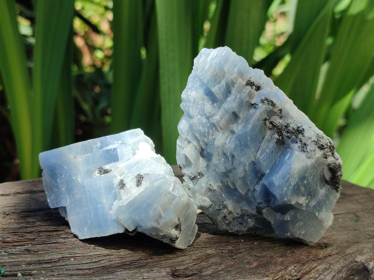 Natural Sky Blue Calcite Specimens with Metallic Titanium and Hematite x 24 From Spitzkop, Namibia - Toprock Gemstones and Minerals 